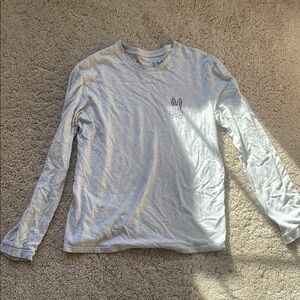 Gray Long Sleeve Psycho bunny Shirt with Cartoon Patch
